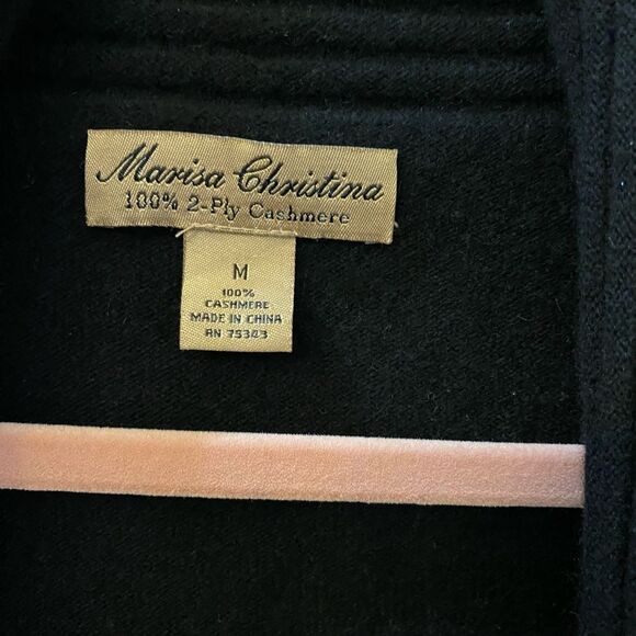 Marisa Christina Black 100% 2-Ply Cashmere Open Front Cardigan Women Size M - Picture 4 of 5